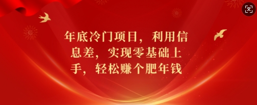 年底冷门项目，利用信息差，实现零基础上手，轻松赚个肥年钱【揭秘】-创纪
