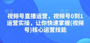 视频号直播运营，视频号0到1运营实操，让你快速掌握(视频号)核心运营技能-创纪