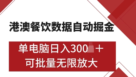港澳数据全自动掘金,单电脑日入5张,可矩阵批量无限操作【仅揭秘】-创纪