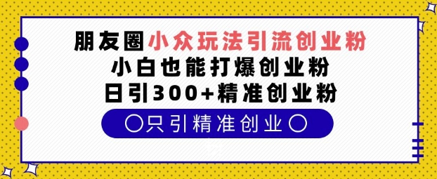 朋友圈小众玩法引流创业粉，小白也能打爆创业粉，日引300+精准创业粉【揭秘】-创纪