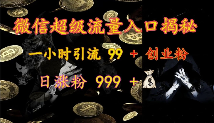 微信超级流量入口揭秘:一小时引流 99 + 创业粉,日涨粉 999 +-创纪