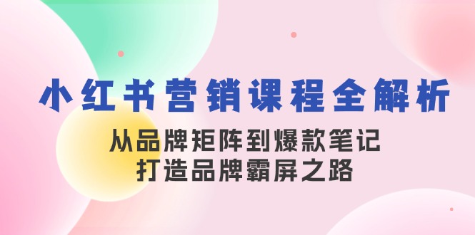 小红书营销课程全解析，从品牌矩阵到爆款笔记，打造品牌霸屏之路-创纪
