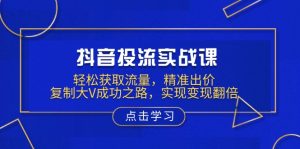 抖音投流实战课，轻松获取流量，精准出价，复制大V成功之路，实现变现翻倍-创纪