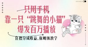 只用手机靠一只“跳舞的小猫”爆发百万播放，狂撸分成收益，保姆级教学-创纪