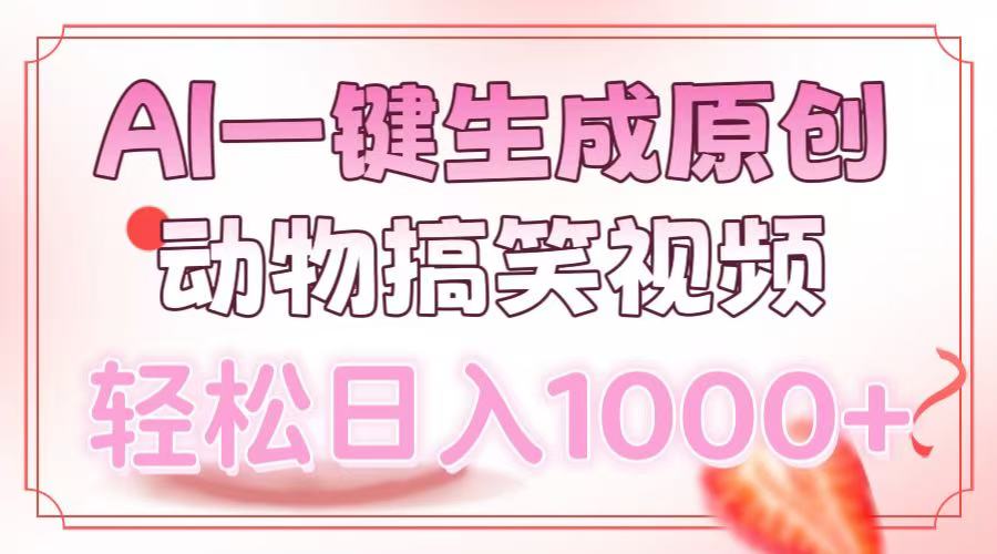AI一键生成原创动物搞笑视频，轻松日入1000+-创纪
