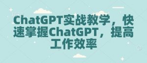 ChatGPT实战教学,快速掌握ChatGPT,提高工作效率-创纪