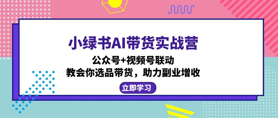 小绿书AI带货实战营：公众号+视频号联动，教会你选品带货，助力副业增收-创纪