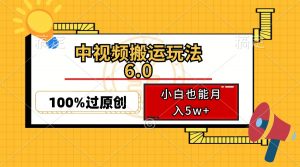 中视频搬运玩法6.0，利用软件双重去重，100%过原创，小白也能月入5w+-创纪