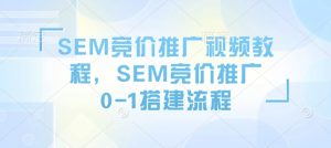 SEM竞价推广视频教程，SEM竞价推广0-1搭建流程-创纪