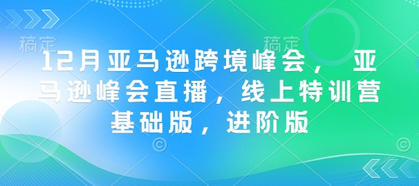 12月亚马逊跨境峰会, 亚马逊峰会直播,线上特训营基础版,进阶版-创纪