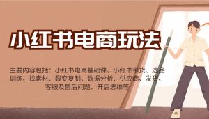 小红书电商玩法:带货/选品/找素材/裂变/数据分析/供应商/发货/售后/开店思维等-创纪