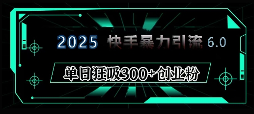2025年快手6.0保姆级教程震撼来袭，单日狂吸300+精准创业粉-创纪