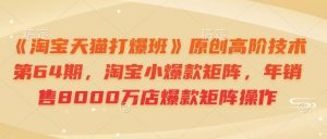 《淘宝天猫打爆班》原创高阶技术第64期，淘宝小爆款矩阵，年销售8000万店爆款矩阵操作-创纪