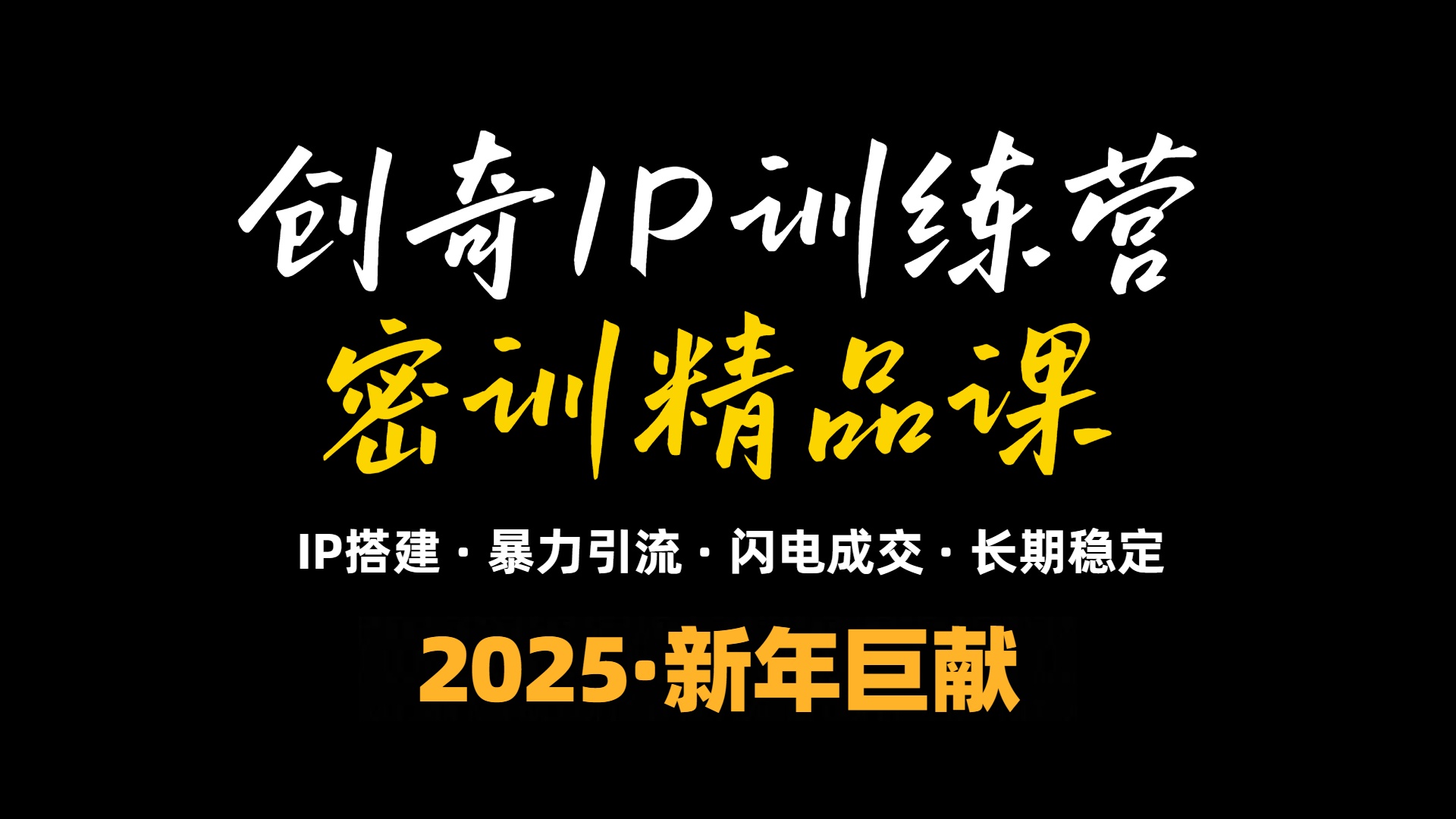 2025年“知识付费IP训练营”小白避坑年赚百万,暴力引流,闪电成交-创纪
