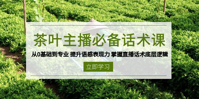 茶叶 主播必备话术课 从0基础到专业 提升语感表现力 掌握直播话术底层逻辑-创纪