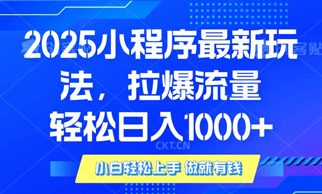 2025年小程序最新玩法，流量直接拉爆，单日稳定变现1000+-创纪
