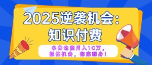2025逆袭项目——知识付费，小白也能月入10万年入百万，抓住机会彻底翻...-创纪
