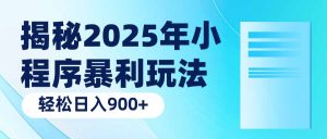 揭秘2025年小程序暴利玩法：轻松日入900+-创纪