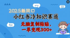 2025新风口,小红书冷知识赛道,无脑复制粘贴,一单变现300+-创纪