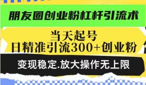 朋友圈创业粉杠杆引流术，投产高轻松日引300+创业粉，变现稳定.放大操...-创纪