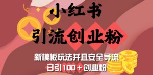 小红书引流创业粉，新模板玩法并且安全导流，日引100+创业粉-创纪