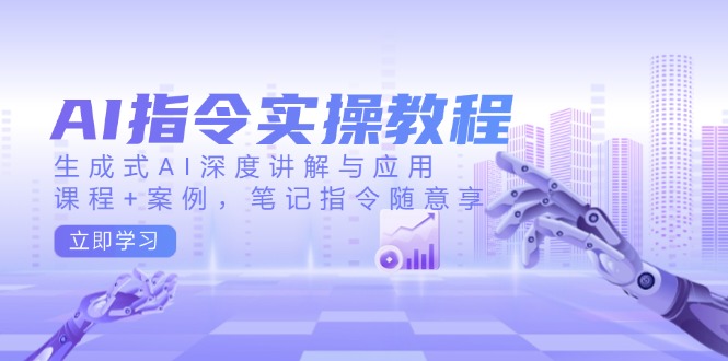 AI指令实操教程,生成式AI深度讲解与应用,课程+案例,笔记指令随意享-创纪