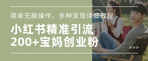 小红书混剪日引200+宝妈创业粉,简单无脑操作,多种变现详细教程-创纪