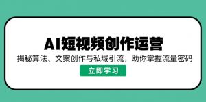 AI短视频创作运营，揭秘算法、文案创作与私域引流，助你掌握流量密码-创纪