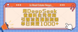 用DeepSeek做哪吒走秀视频，引爆流量涨粉利器，单日变现1k-创纪