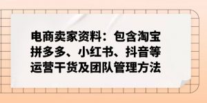 电商卖家资料：包含淘宝、拼多多、小红书、抖音等运营干货及团队管理方法-创纪