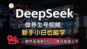 小白用DeepSeek做养生号，一条作品涨粉5万+，单日收益上千-创纪