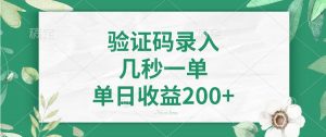 验证码录入，几秒一单，单日收益200+-创纪