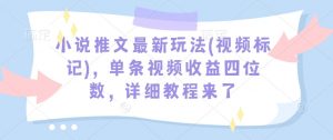 小说推文最新玩法(视频标记)，单条视频收益四位数，详细教程来了-创纪