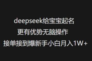 deepseek给宝宝起名更有优势无脑操作接单接到爆新手小白月入1W+-创纪