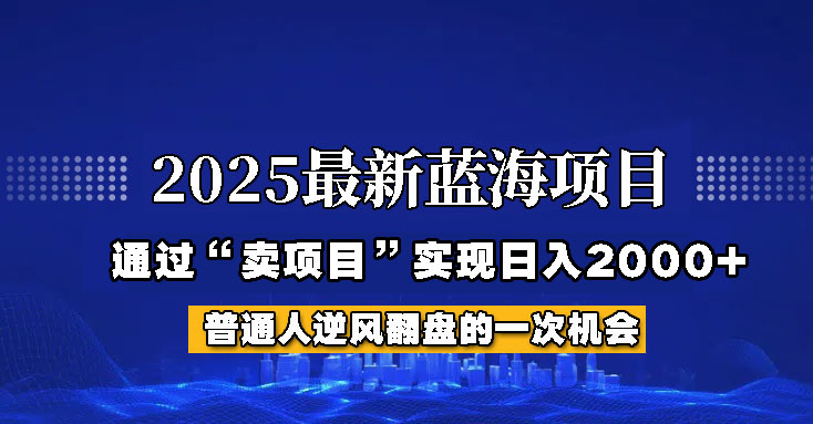 2025年蓝海项目，如何通过“网创项目”日入2000+-创纪