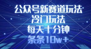 公众号新赛道玩法，冷门玩法，每天十分钟，条条10w+-创纪