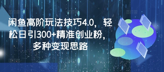 闲鱼高阶玩法技巧4.0，轻松日引300+精准创业粉，多种变现思路-创纪