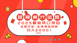 2025最新风口项目：短视频代运营日入2000＋-创纪