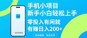 手机小项目新手小白轻松上手零投入有闲就有赚日入200+-创纪