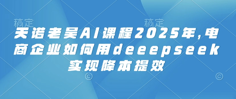 天诺老吴AI课程2025年，电商企业如何用deeepseek实现降本提效-创纪
