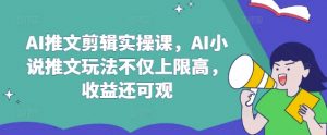 AI推文剪辑实操课，AI小说推文玩法不仅上限高，收益还可观-创纪
