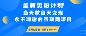 最新男粉计划6.0玩法，永不凋谢的互联网项目 当天做当天变现，视频包原...-创纪