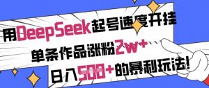 用DeepSeek起号速度开挂，单条作品涨粉2w+，日入5张+的暴利玩法-创纪