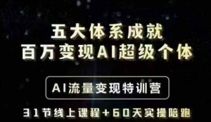 五大体系成就百万变现AI超级个体- AI流量变现特训营，一步一步教你一个人怎么年入百W-创纪