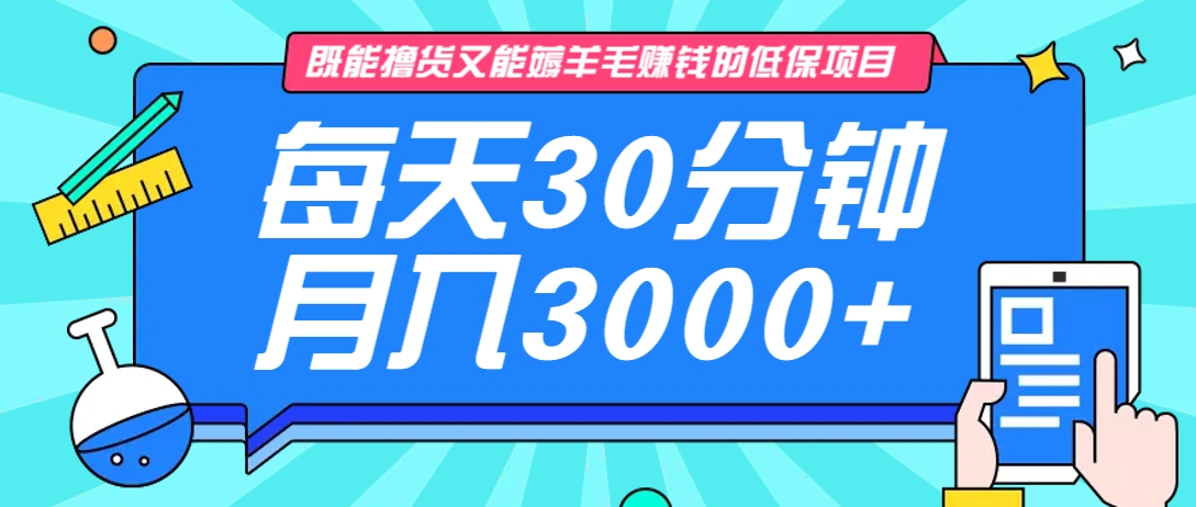 既能撸货又能赚钱的长期低保项目，每天30分钟，多号百分百稳定月入3000+！-创纪