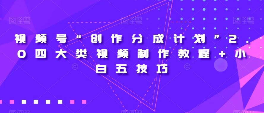 视频号“创作分成计划”2.0四大类视频制作教程+小白五技巧【揭秘】-创纪