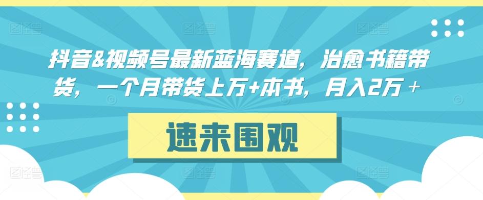 抖音&视频号最新蓝海赛道，治愈书籍带货，一个月带货上万+本书，月入2万＋【揭秘】-创纪