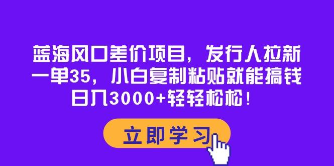 蓝海风口差价项目，发行人拉新，一单35，小白复制粘贴就能搞钱！日入30…-创纪