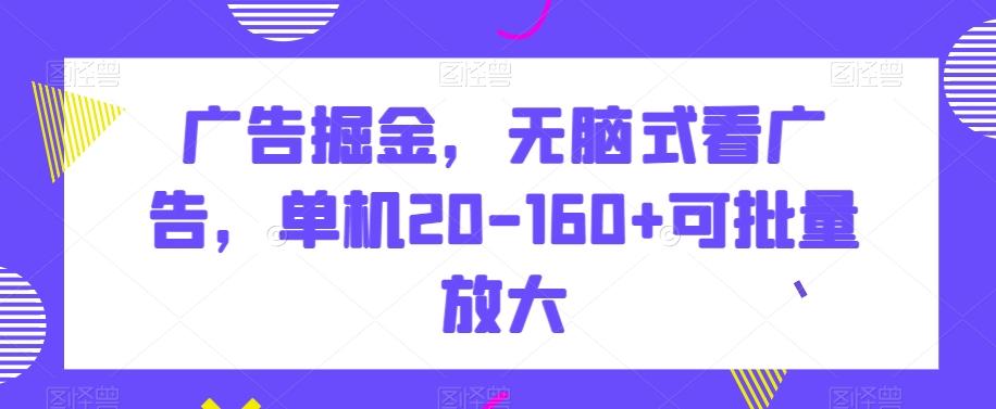 广告掘金，无脑式看广告，单机20-160+可批量放大【揭秘】-创纪