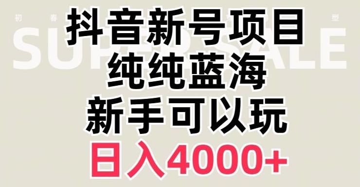 抖音蓝海赛道，必须是新账号，日入4000+【揭秘】-创纪